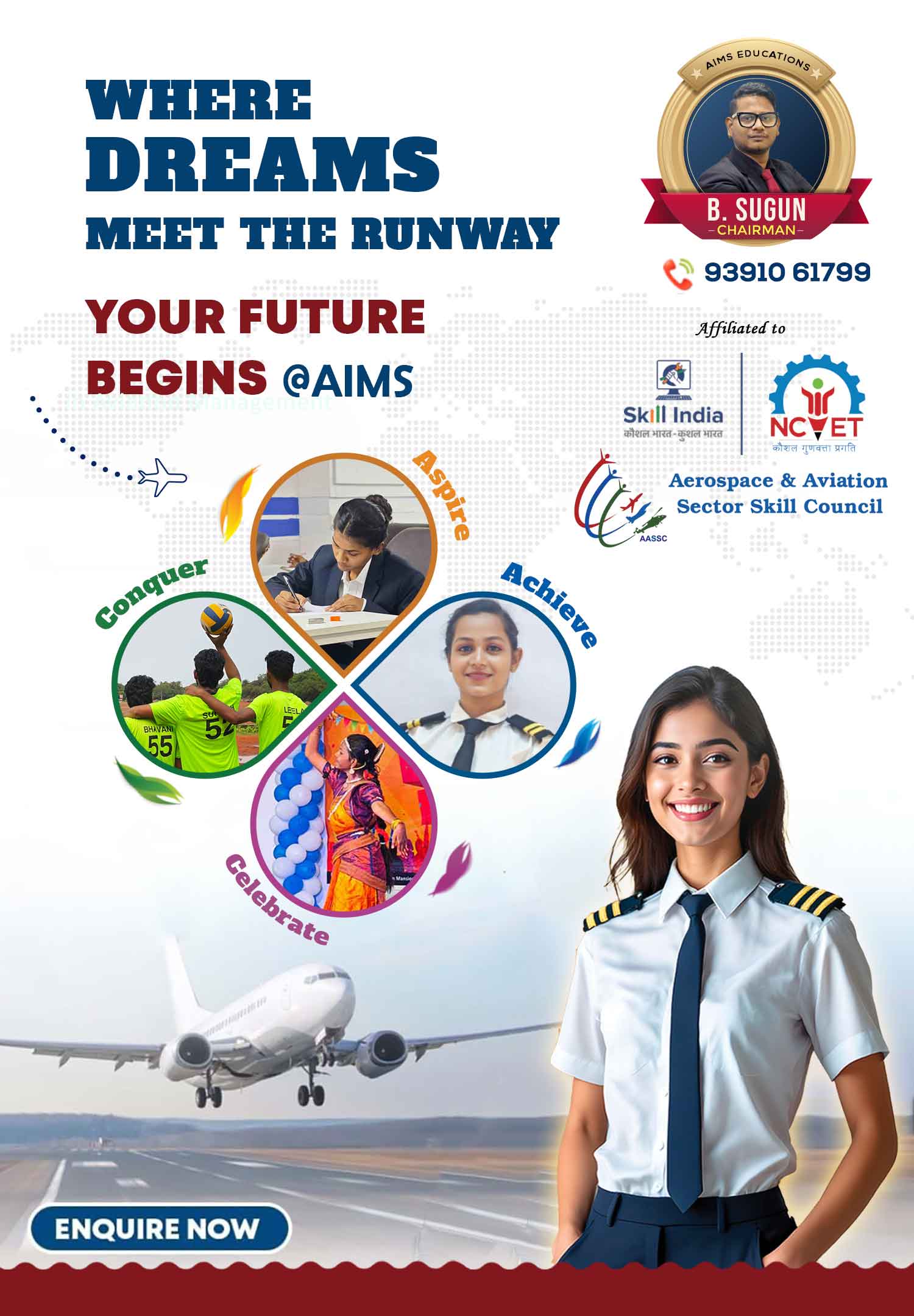 Affiliated to Skill India, NCVET, Aerospace & Aviation Sector Skill Council - Andhra Institute of Management and Science, a top BBA and Aviation College in Vizag